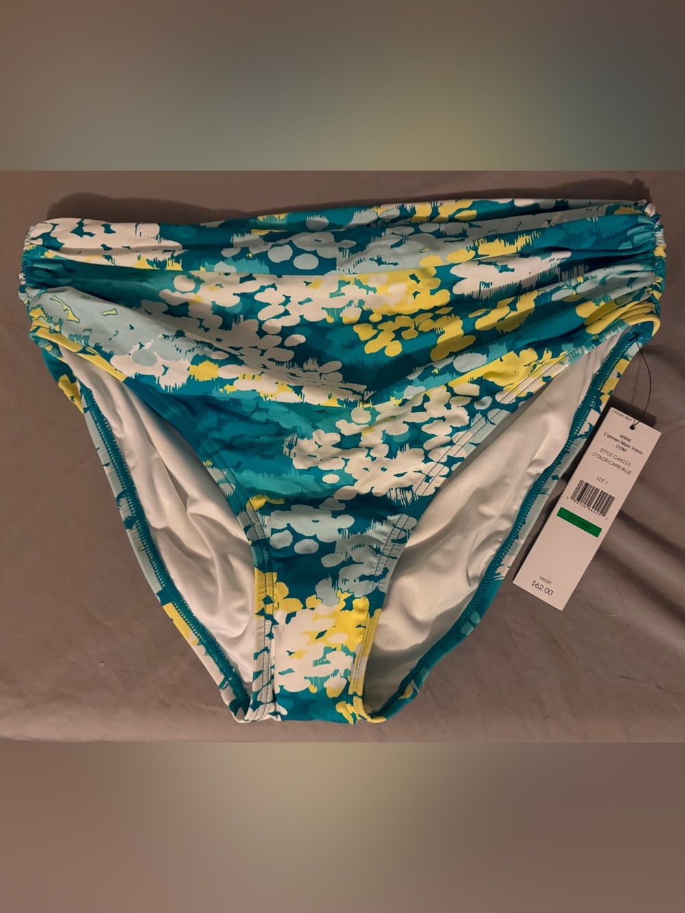 Carmen Marc Valvo Teal Floral Bikini Bottoms